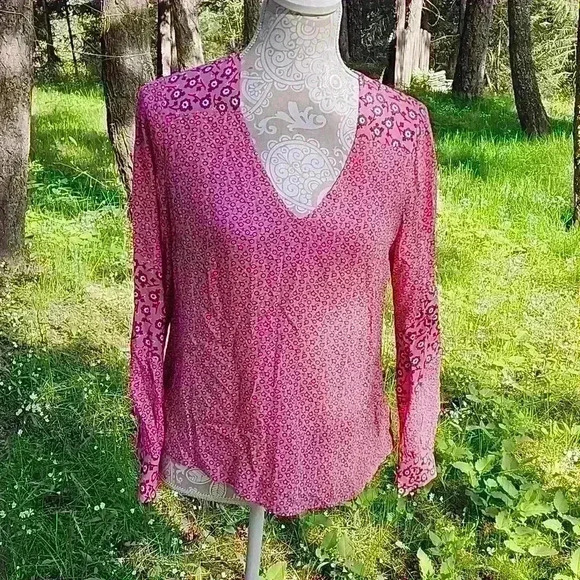 Boden Womens Eva Ditsy Floral Print Boho Blouse Size 8 Pink EUC - Picture 1 of 6